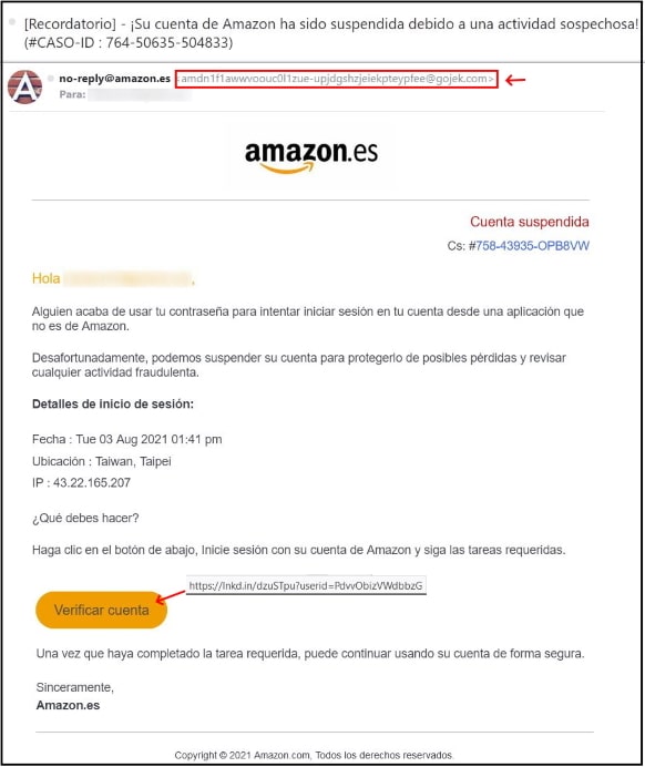 phishing Amazon-Cuenta suspendida