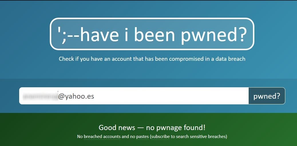 Página para saber si la cuenta de correo ha sido hackeada